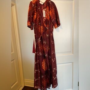 New with tag ba&sh maxi dress wrap silk